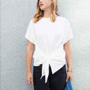 White cross tie blouse